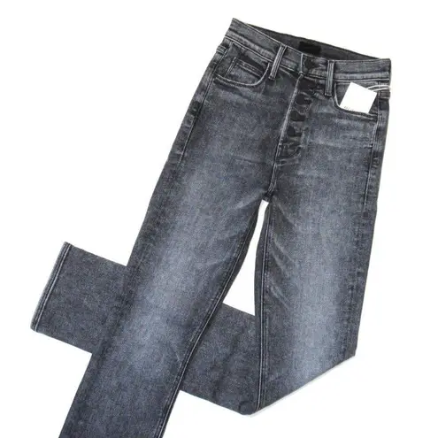 NWT Mother The Pixie Dazzler Skimp in Train Stops Acid Stretch Crop Jeans 24 Black