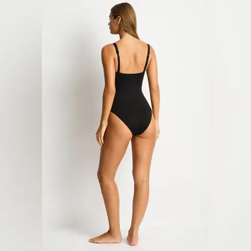 Sea Level Australia Eco Essentials Twist Front One Piece Size 16 Black