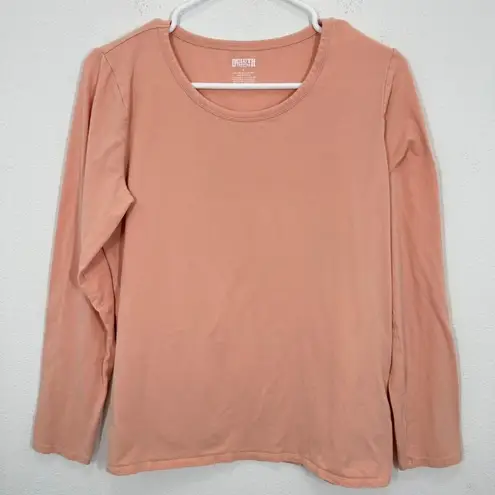 Duluth Trading Co Womens Long Sleeve Cotton Spandex T Shirt Coral Peach Pink Size L