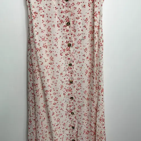 Ganni Printed Georgette Button-Front Slip Dress in Egret Womens Midi Size Small