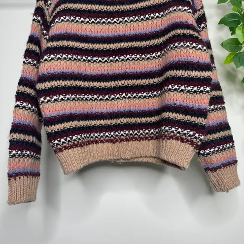 Anthropologie  Elsamanda Striped Chunky Knit Alpaca Wool Blend Sweater M Medium