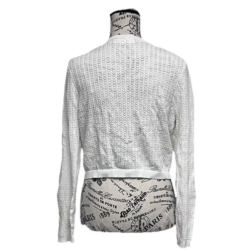 Vtg Y2K Madden NYC Women’s White Cotton Crochet Cardigan Size L Button Front Size L