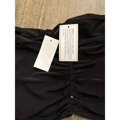 Naked Wardrobe double layered sculpted ruched off the shoulder crop top in black