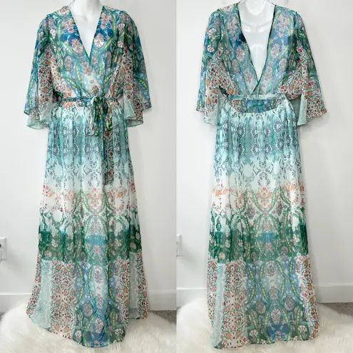 City Chic Maxi Dress Womens 18 Rhinestone Boho Floral Party Wedding Date Church