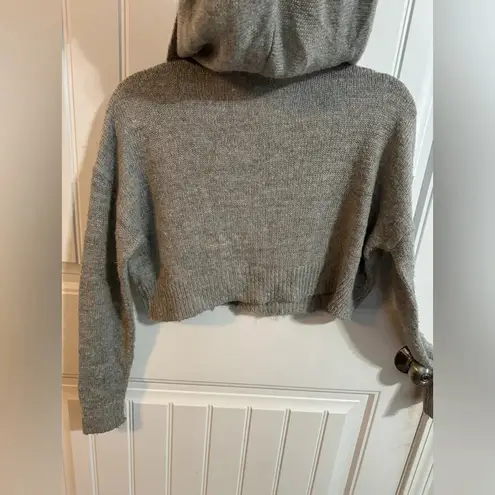 Pins and Needles Gray Soft Knit Hooded Crop Sweatshirt