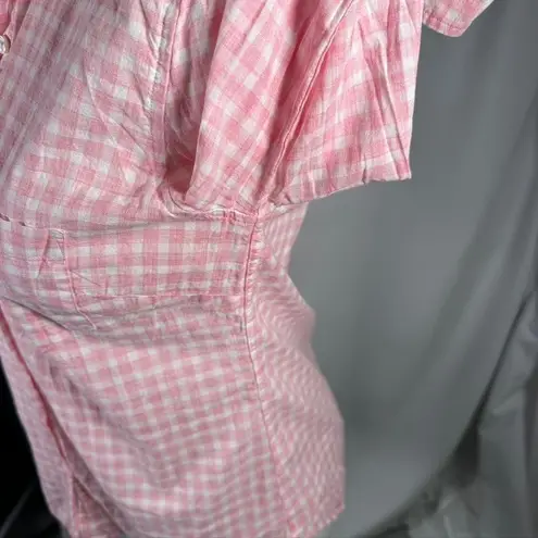 UNTUCKit Womens Pink Gingham Checkered 100% Cotton Button Down Shirt Size 0