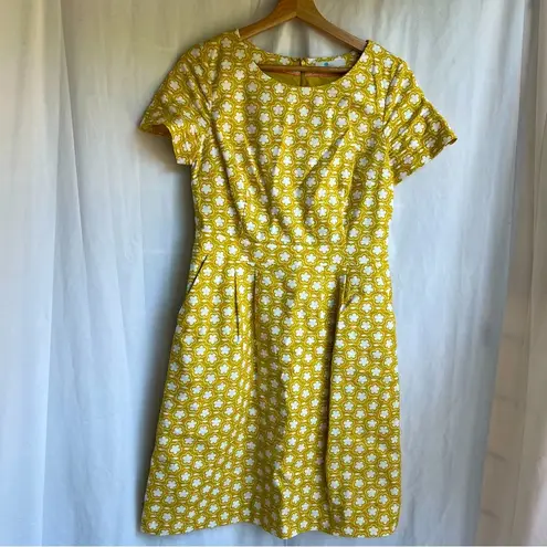 Daisy Boden Sierra textured fit & flare dress mustard  floral print cotton size 8