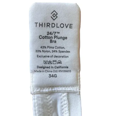 Thirdlove  24/7‎ Uplift Cotton Plunge Bra 34G Cream