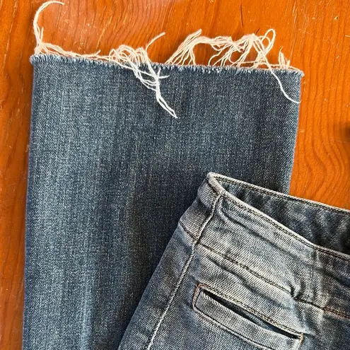 MOTHER laced hustler women’s Blue Ankle Cropped Jeans w Distressed Details sz 24