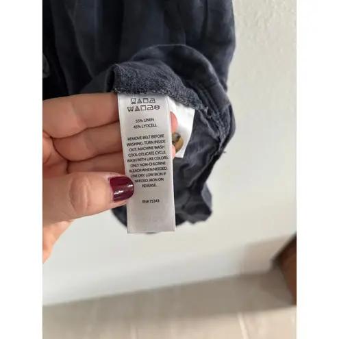 Nicole Miller  Romper Womens Medium‎ Blue Linen Blend Utility Travel Resort Beach