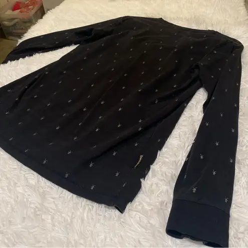 Dutch Bros Mustache Crewneck Long Sleeve T Shirt in Black Yellow Large