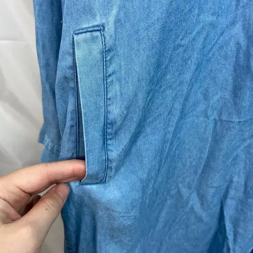 NEW Como Vintage women's light blue denim indigo long sleeve collared dress S