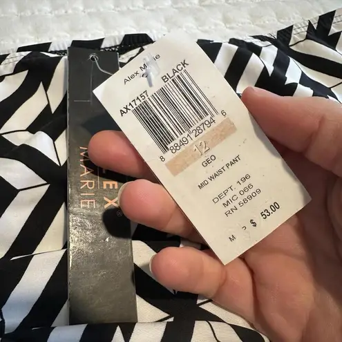 Alex Marie Geo Black & White Mid Waist Bikini Bottom Swim Size 12