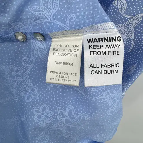 Eileen West ballet nightgown women's small blue floral embroidered button front