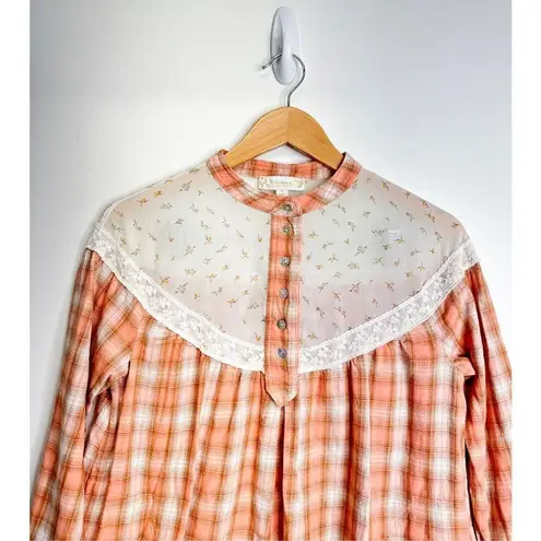 Suzanne Betro Weekend Cottagecore Vintage Style Size Medium Plaid Blouse