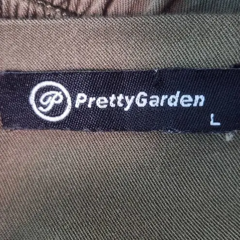 Pretty Garden Olive Green Smocked Midi Dress Size Large Green Cottagecore Dress