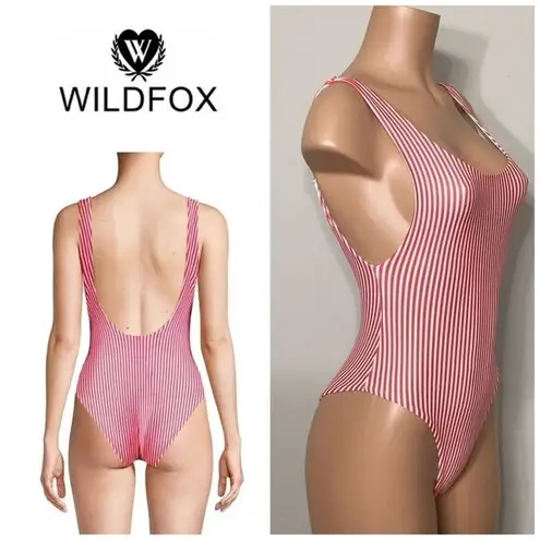 Wildfox New.  red stripe swimsuit. Small. Retail $178