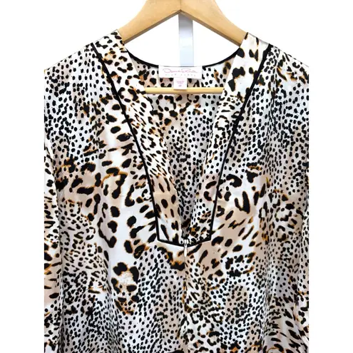 Oscar de la Renta Pink Label Caftan M Animal Print 90s Lounge Dress Vintage