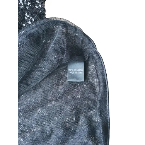 Aidan Mattox Sequin Cropped Jacket Medium Black NYE Glam Luxury Sparkle Holiday