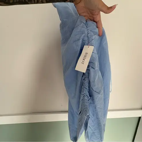 Bardot NWT Cindy dreamer dress strappy top gathered side mini dress blue small 6