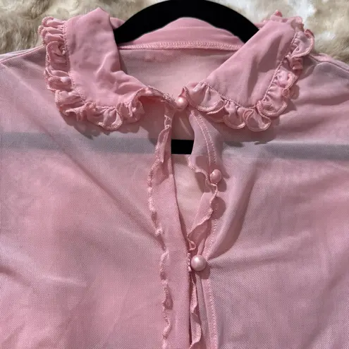Cute pink see through long sleeve top Size XS