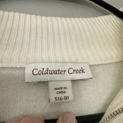 Coldwater Creek Vintage Beautiful Creamy White Beaded Tree Sweater