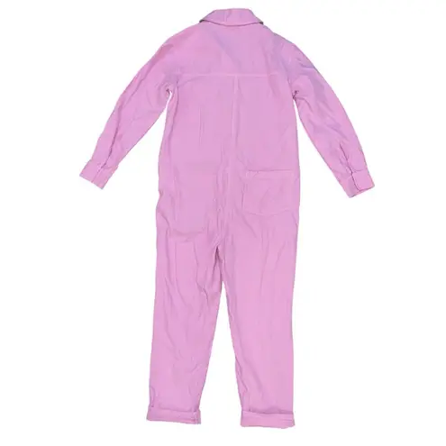 Ascot & Hart pink ribbed embroidered peace sign snap button jumpsuit size small