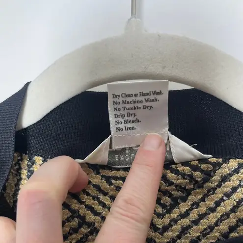 Misook Tan Black Geometric Print Snap Jacket Sz Small Lightweight Open Weave