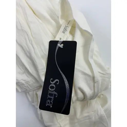 Softra Ivory Draped Open Front Cardigan Lightweight Knit Sweater Size Small White