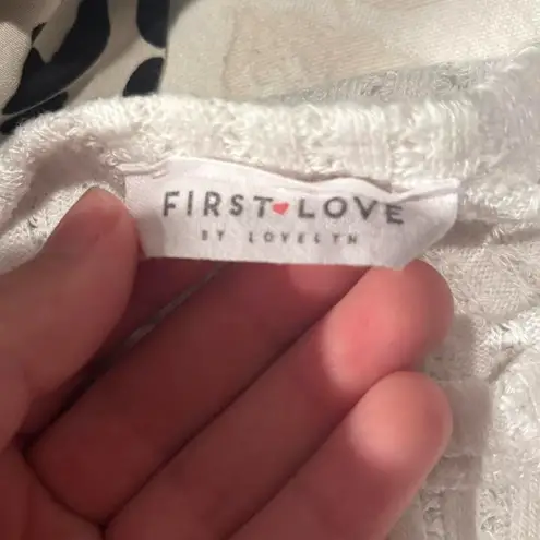 First Love Cream waffle knit long sleeve top with leopard print balloon sleeves