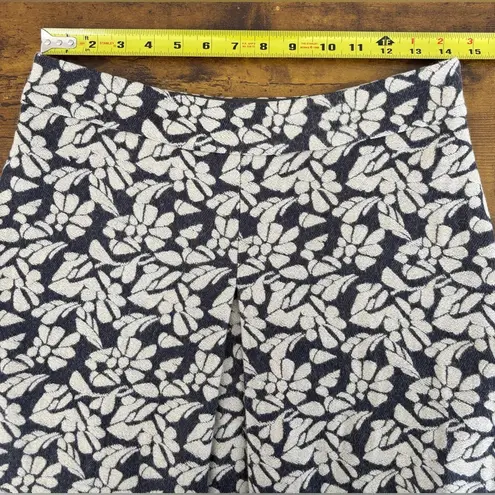 Boden Wool Blend Mini Skirt Women's 10R Gray Cream Floral Pleated Front Lined Size 10