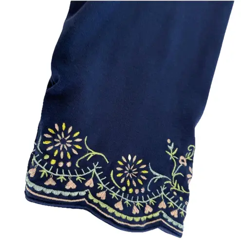 Quacker Factory Blue Floral Embroidered Rhinestone 3/4 Sleeve Knit Top Size XL - Image 6