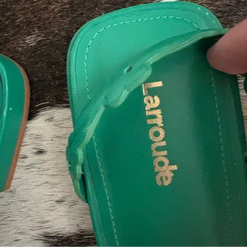 LARROUDE Green Leather Ankle Strap Sandal Size 9.5