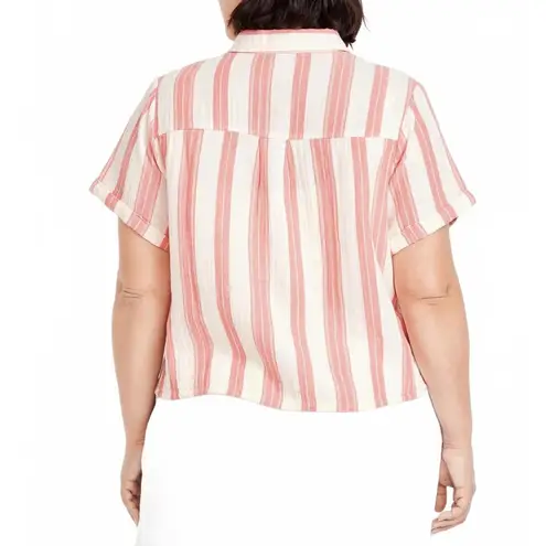 Old Navy Crinkle Gauze Button-Down Striped Shirt  Pink Stripe NWT XXL Tall - Image 7