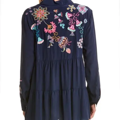 Johnny Was Alesa heavily embroidered Tiered Silk Tunic NWT RARE