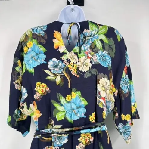 ROAM Sorrentino Wrap Floral Crepe Maxi Dress Medium Wedding Party Shower Blue