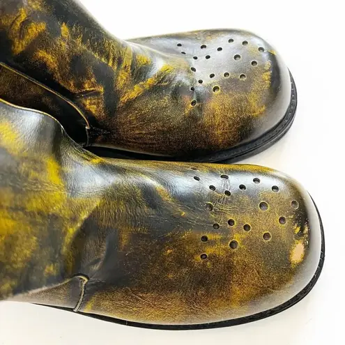 Muro Welt RARE Green Mottled Leather Stomp Boots Mexico Punk Goth Monstercore 11