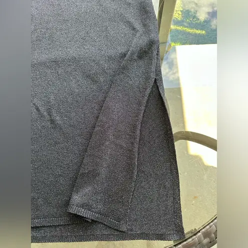 House of Harlow 1960 Metallic Knit Side Slit Maxi Skirt in Black