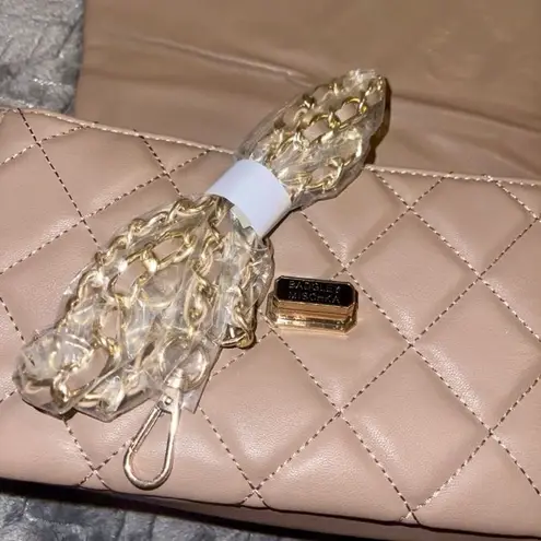 Badgley Mischka Crossbody Bag Taupe Studded Diamond Quilt New With Tags