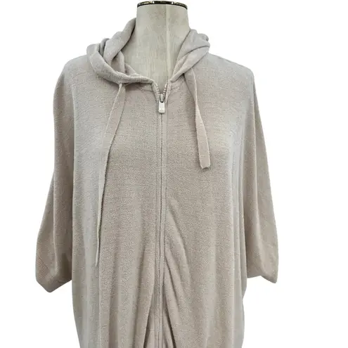 Barefoot Dreams Barefoot‎ Dreams CozyChic Ultra Lite Short Sleeve Zip-Up Hoodie Cream Size L XL