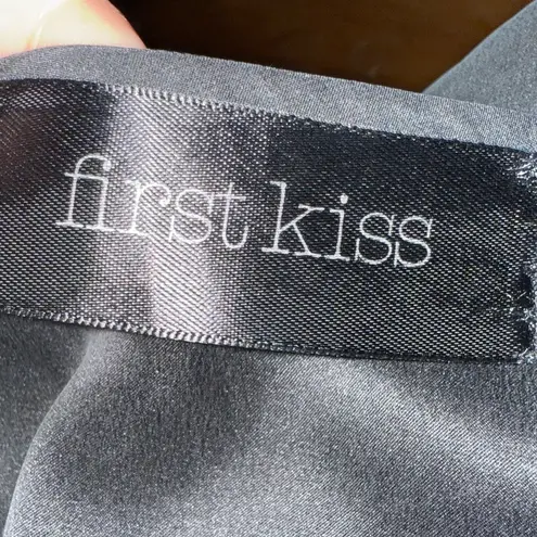 Vintage Silk Dress First Kiss ethereal ruffle layers Black Sleeveless whimsy S Black