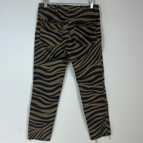 NILI LOTAN Jenna Pants Tiger Print Straight Leg Low Rise Size 2 or 27 Tan