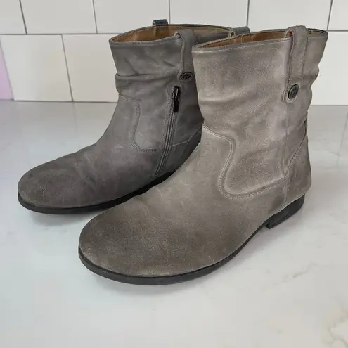 Birkenstock Sarnia Gray Suede Women’s Ankle Boots Booties Size 41 US 10 Side Zip