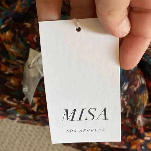 MISA Los Angeles Emogene chiffon dress in Peacock abstract pattern size x-small - Image 7