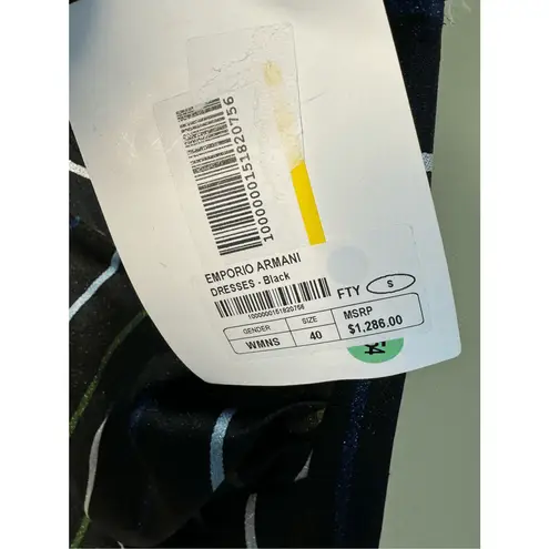 Emporio Armani NWT Draped Metallic-Stripe Strapless Dress Black Size IT 40/US 4