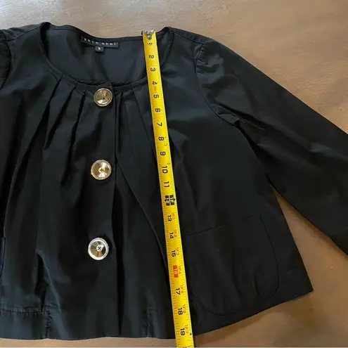 Vintage Shin Choi Swing Jacket Short Size Small White 3/4 sleeve Gold Buttons Black