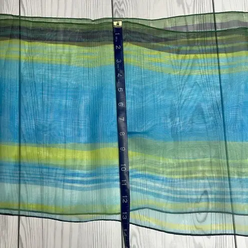 Vintage Blue  green sheet striped Italian scarf