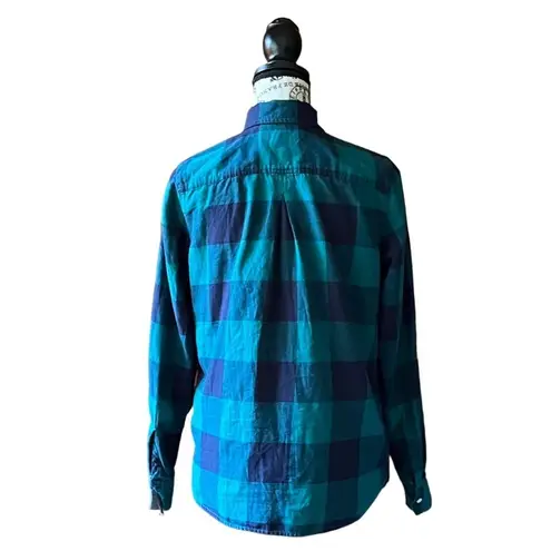 Tommy Hilfiger  womens  Blue Green Plaid Button Up Long Sleeve Size Medium