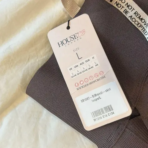 House Of CB NWT  Brandi Bandage Midi Skirt in Taupe Size‎ Large - Image 7