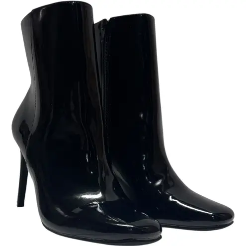 Anne Michelle 4 Inch Stiletto Ankle Boots Black Patent 7.5